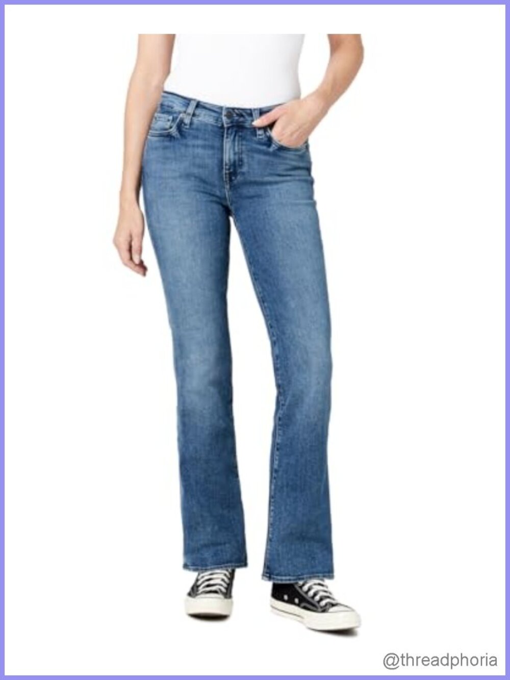 Women's Mid-Rise Bootcut Stretch Denim Jeans Slim Fit 5-Pocket